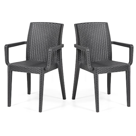 Rainbow Outdoor Siena Set of 2 Stackable Armchair-Anthracite RBO-SIENA-ANT-AC-SET2